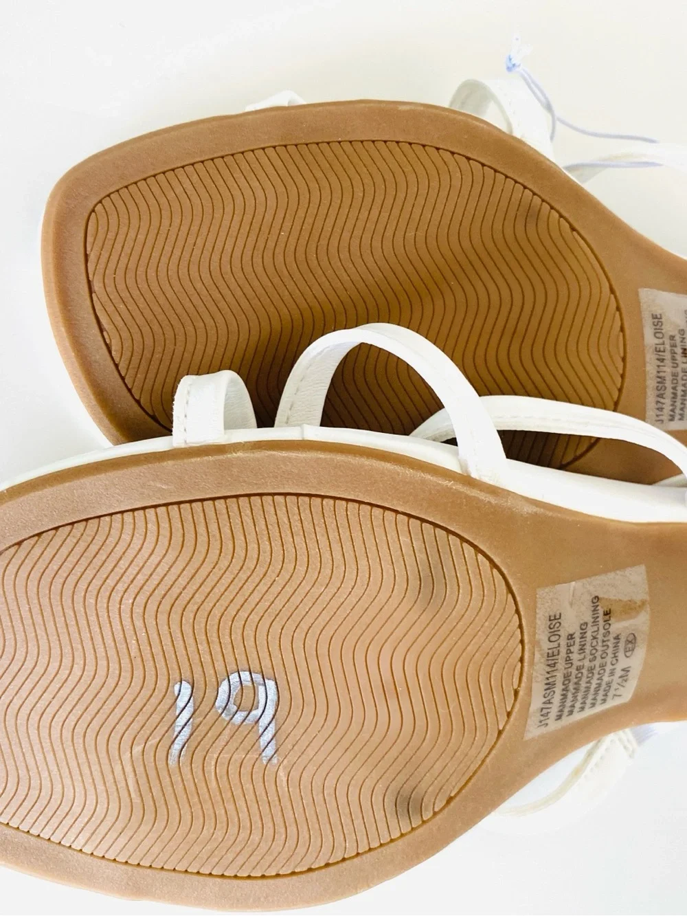 Jelly Pop Women’s White Strappy Knot Heeled Sandals Mules Sz 7.5 Resort Summer